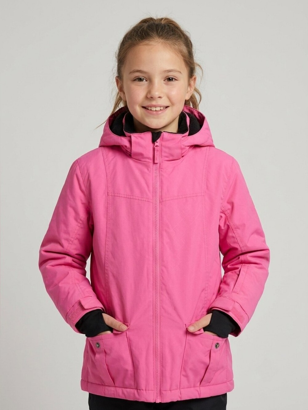 Powder Room Pink Girl Kids Hooded Ski Coat Snowboard Winter Jacket M
